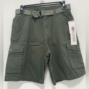 Ring of Fire Green Cargo Shorts Relaxed Fit